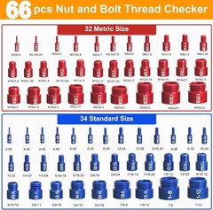 66 Pcs Nut and Bolt Thread Checker – 34 Standard & 32 Metric, Detachable Bolt…