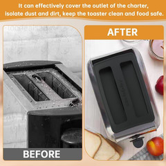 2 Pack Toaster Cover, Silicone 15.8×10.4×1.2cm/6.22×4.09×0.47inch, Black