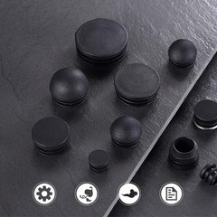 4PCS 50mm 2 Inch Round Plastic Plug, Round Black Plastic End Cap, Pipe Tubing…