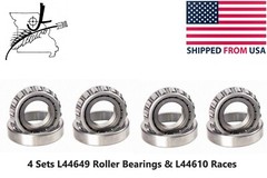 1 1/16″ Shaft Trailer Bearing & Race 4 Sets L44649 L44610 Carry On OD 1.98″ 0.58