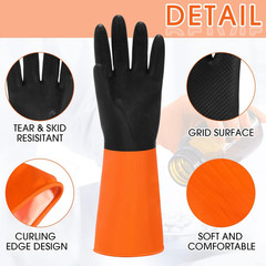 8 Pairs Chemical Resistant Gloves Heavy Duty Industrial Rubber Gloves