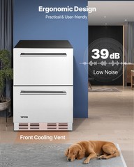 VEVOR 24 Inches Drawer Refrigerator Stainless Steel Dual Drawer Fridge for Home