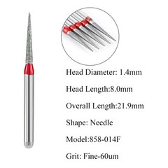 Dental FG 858 014F Needle Shape Diamond Burs Fine Grit/Extra Fine 20pc USA Stock