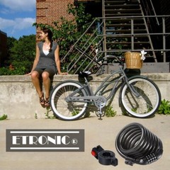 ETRONIC 6 ft. Bike Lock Cable – Resettable Combo, Anti-Theft Security (Black)