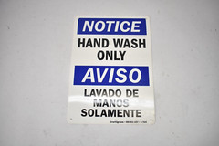 Lot of 7 SmartSign Plastic Hand Wash ONly Signs Bilingual 14″ x 10″ Blue/White