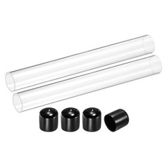 2Pcs Clear Rigid Acrylic Pipe 26mm ID x 30mm OD 10″ Round Plastic Tube with Cap