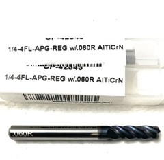 Carbide Plus CP-42343 1/4″ 4FL Corner Radius End Mill .06R Solid Carbide AlTiCrN