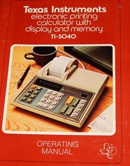 Vintage Operating Manual, 1976, TEXAS INSTUMENTS ELECTRONIC PRINTING CALCULATOR