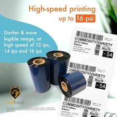 Wolfbarco 12 Rolls 4.33 X 984 110Mm X 300M Premium Resin-Enhanced Wax Ribbon