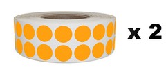 Royal Green Neon Orange Round Dot Stickers 17mm 2440 Pack on Rolls