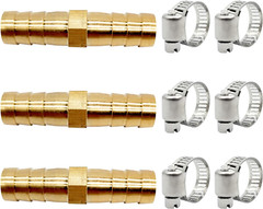 3Pcs 3/8″(10Mm) Hose Repair Kit Hose Connector Barb Splicer Mender Hose Brass Ba