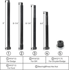 HFS(R) 5Pcs Long Reach Harmonic Balancer Installer Kit, 4 Adapters & Nut Bearing