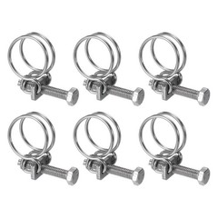 6Pcs Double Wire Hose Clamp 21-25mm Adjustable Hose Clip with M6 Bolt