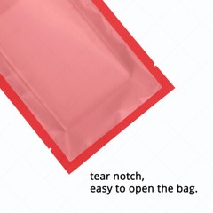 5x7in Matte Red Foil Mylar Flat Open Top Pouch Bag w/ Clear Back & Machine