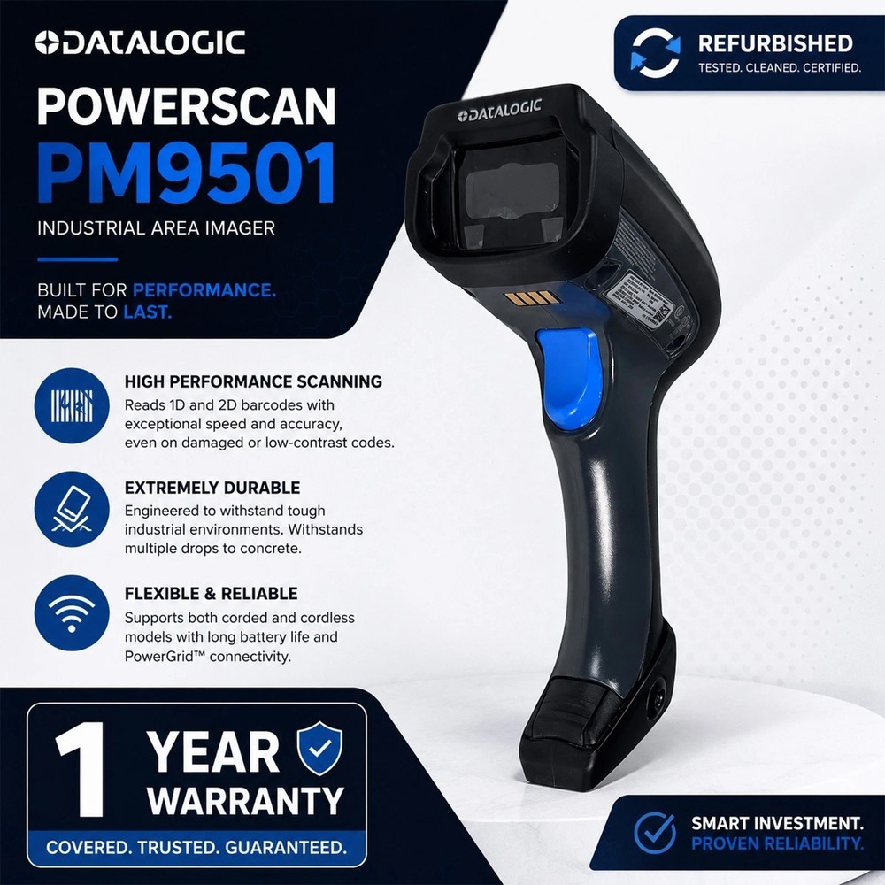 TESTED🩵Datalogic PowerScan PM9501 Wireless Barcode Scanner IP65 Warehouse Radio