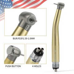 NSK Style Dental High Speed Handpiece Turbine 4 Holes 7 Colors Rotor Golden