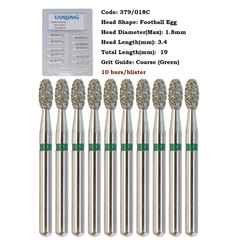 Dental Diamond Burs Football FG 368/023C 379/023 Egg Coarse Fine Grit High Speed