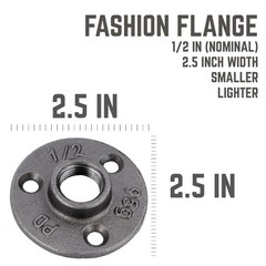 1/2 In. X 2.5 In. Black Iron round Mini Floor Flange Fitting (10-Pack)