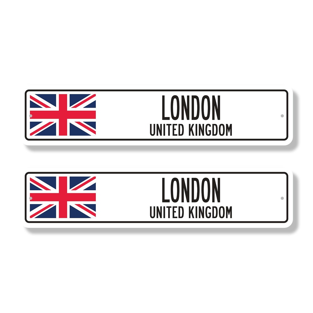 LONDON UNITED KINGDOM Street Sign (2 Pack) British Britons Brits flag city