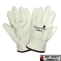 Premium Grade Cowhide Leather Work Gloves Sewn with Dupont Kevlar Fiber 12 Pairs