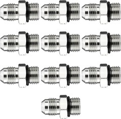 10x Hydraulic Hose Adapter Fittings: 3/8″ JIC 37° Male x #6 SAE/ORB Male Thread