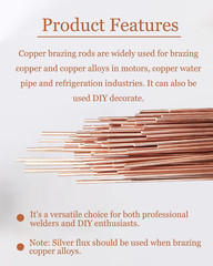 20 Rods Copper Brazing Rods 14 X 1/13 Brazing Rods for Copper Hvac Self Fluxin