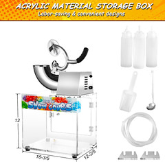 48L Snow Cone Machine, 500LB/H Commercial Shaved Ice Machine, 300W Electric Ice