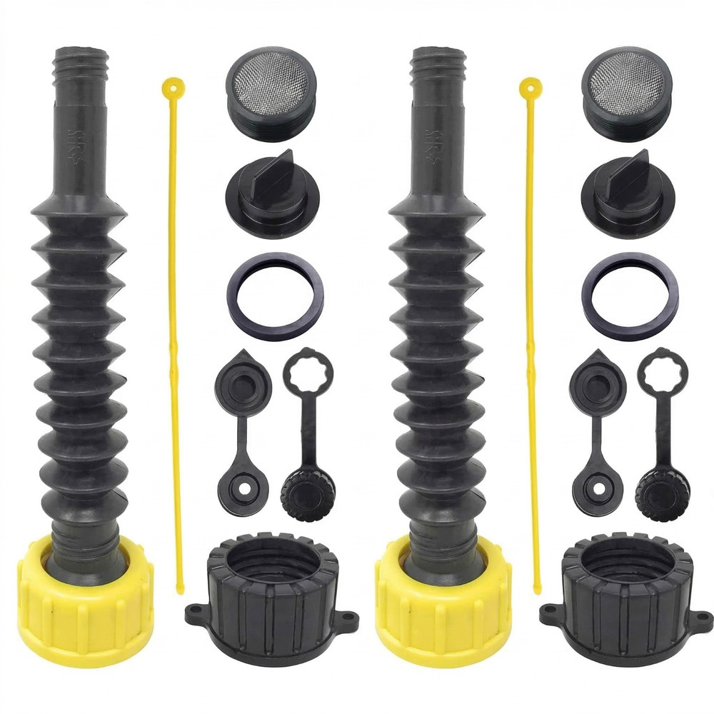 FLEXIBLE REPLACEMENT GAS SPOUT WITH 2 SCREW COLLAR CAPS – FITS (Pack of 2)