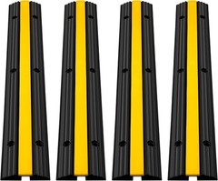 4 Pack of 1-Channel Rubber Cable Protector Ramps Heavy Duty 18000Lbs Load Cap…