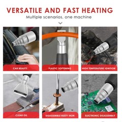 2000W Heat Gun Hot Air Gun Dual Temperature Settings + 4 Nozzles High Power Tool