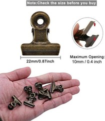 Antique Brass Small Bulldog Clips – 30 Pack Mini Hinge Clip 0.87 Inch Metal B…