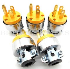 5 Pc Male Extension Cord Electrical Wire Repair Replacement Plug End Set