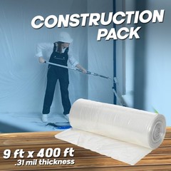 Painter’s Plastic Film, 400′ Length x 9′ Width High, High Density Painters Pl…