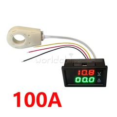 Hall Voltmeter Ammeter Dual Digital Display DC 0-300V ± 50A/100A/200A/400A
