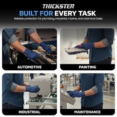 Thickster Powder-Free Exam Grade Latex Disposable Gloves. Size Large. Blue, 1…