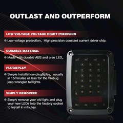 Jeep JK LED Tail Lights, Smoke Lens Rear Brake Lights with Turn Signal and Re…