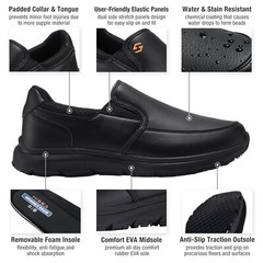 HISEA Men Non Slip Food Service Shoes Water Resistant Chef Health Care Work Shoe