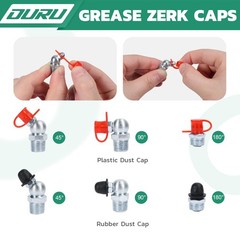 Grease Fittings Kit 100PCS 1/4-28 SAE Zerk Straight with Caps High-Performanc