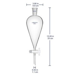 500ml Borosilicate Glass Conical Separatory Funnel with PTFE Stopcock – Lab Equi