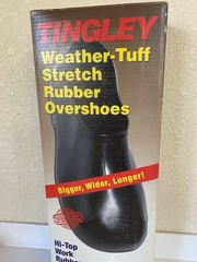 TINGLEY WEATHER-TUF STRETCH RUBBER OVERSHOES FITS MEDIUM 8-9 1/2 MENS NEW IN BOX
