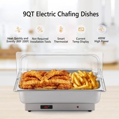 Electric 9QT Roll Top Chafing Dish Buffet Set Stainless Steel Chafer Food Warmer