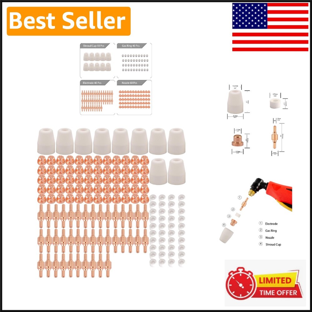 150PCS Plasma Cutting Nozzle & Electrode Set for CUT-40/CUT-50D Precision