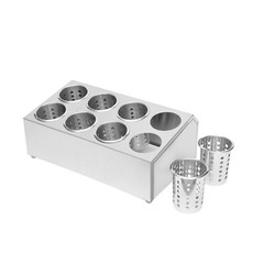 8 Compartment Stainless Steel Flatware Holder Commercial Silverware Organizer
