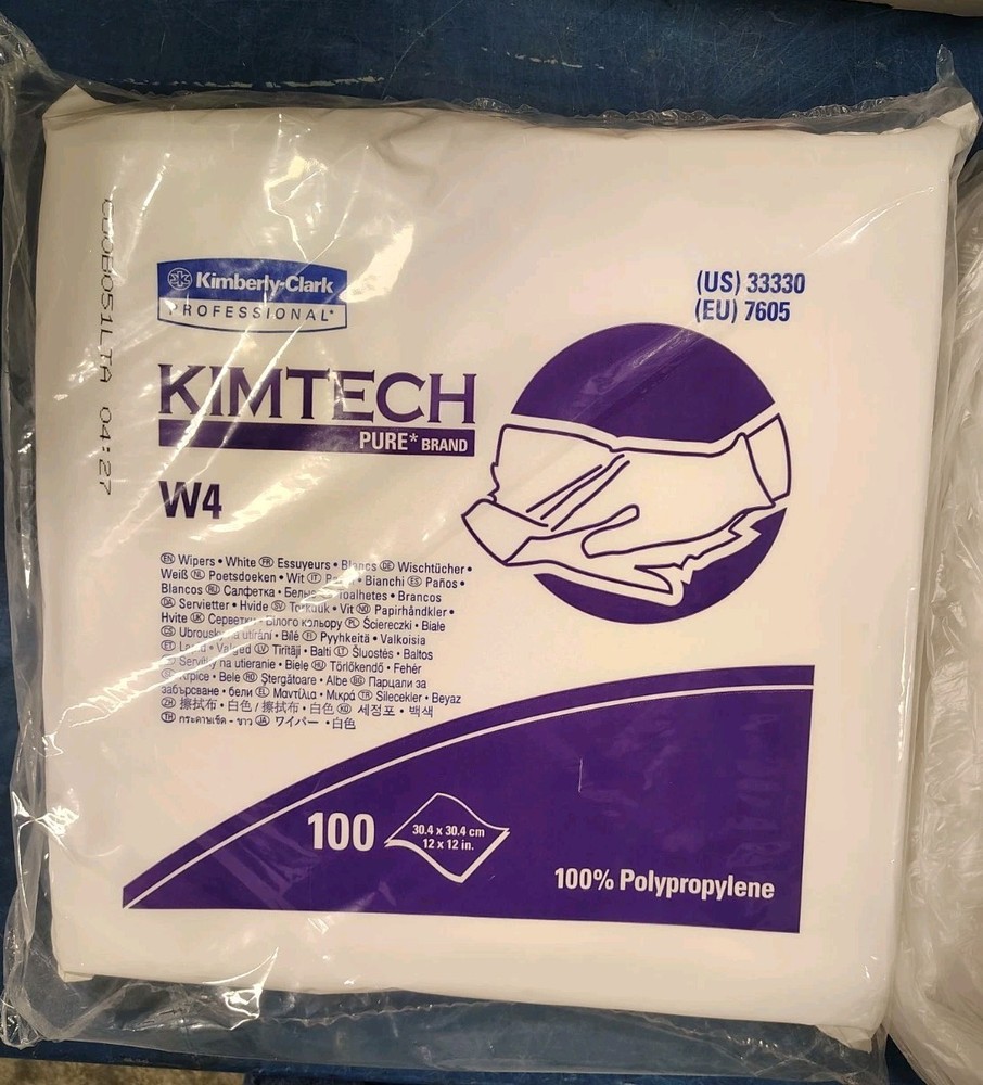 Kimberly Clark KIMTECH 33390 Pure W4 Dry Wipers 12″X12″ Pack of 100 Wipers New