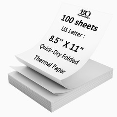 Thermal Printer Paper 8.5 x 11 100 Sheets, 100 Sheets/Continuous Folding