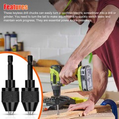 2/4x 1/4″Hex Shank Keyless Chuck Adapter Drill Bit Quick Change Driver Converter