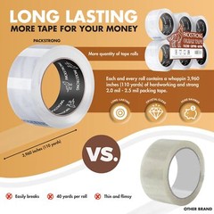 Industrial Grade Clear Packing Tape 6 Rolls – 110 Yards per Roll – 3″ Wide x …