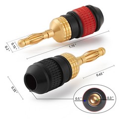 WGGE WG-008 24K Gold Safety Connector Banana Plugs (6 Pairs) (12 plugs )