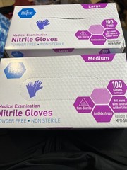 2 Pack MedPride Powder-Free Nitrile Exam Gloves 2 Packs of 100) 200 Total! Med/L
