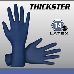 Thickster Powder-Free Exam Grade Latex Disposable Gloves. Blue, 14 mil…